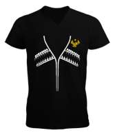 Dağıstan,Kafkas,Dağıstan Bayrağı,Dağıstan logosu. Siyah Erkek Kısa Kol V Yaka Tişört - Tisho