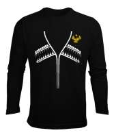 Dağıstan,Kafkas,Dağıstan Bayrağı,Dağıstan logosu. Siyah Erkek Uzun Kol Yazlık Tişört - Tisho