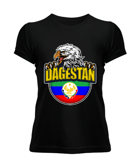 Tisho - Dağıstan,Kafkas,Dağıstan Bayrağı,Dağıstan logosu. Siyah Kadın Tişört