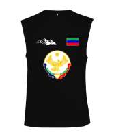 Dağıstan,Kafkas,Dağıstan Bayrağı,Dağıstan logosu. Siyah Kesik Kol Unisex Tişört - Tisho