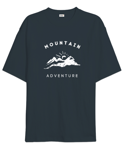Tisho - Dağlar ve Macera Manzara ve Güneş Kampçı Dağcı Özel Tasarım Füme Oversize Unisex Tişört