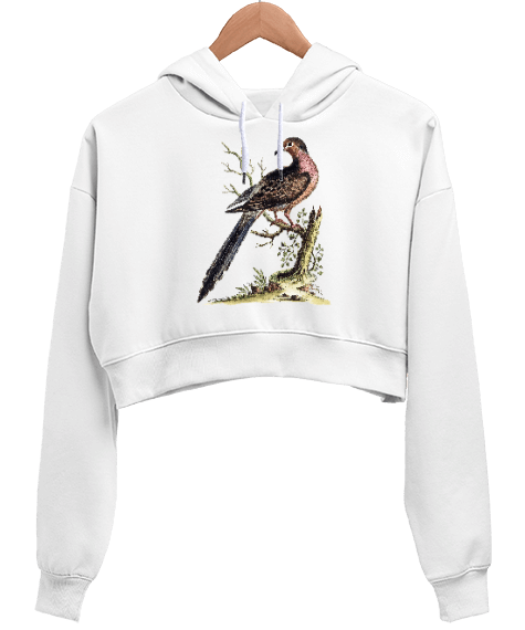 Tisho - Daldaki Kuş Kadın Crop Hoodie Kapüşonlu Sweatshirt