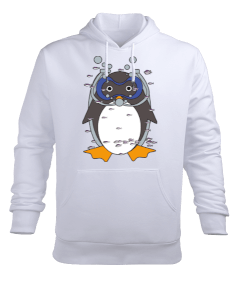 DALGİÇ PENGUEN BASKILI ERKEK SWEATSHİRT Erkek Kapüşonlu Hoodie Sweatshirt - Tisho