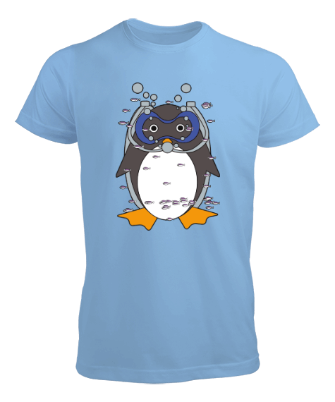 Dalgıç penguen baskılı Erkek Tişört - Tisho