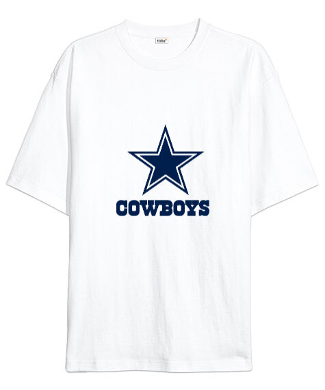 Tisho - Dallas Cowboys NFL 01 Baskılı Beyaz Oversize Unisex Tişört