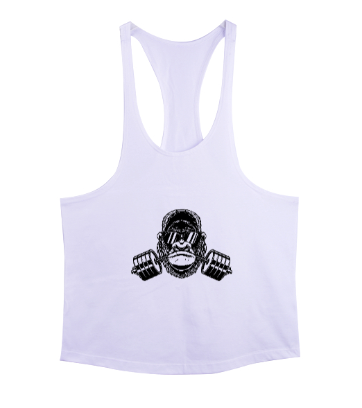 Tisho - Dambılı ısıran güçlü gözlüklü cool orangutan fitness motivasyon Beyaz Erkek Tank Top Atlet