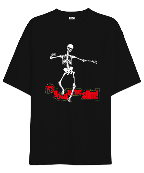 Tisho - Dancing Skeleton - Dans Eden İskelet Siyah Oversize Unisex Tişört