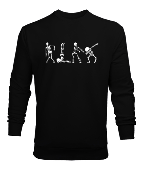 Tisho - Dancing Skeleton - Dans Eden İskeletler Siyah Erkek Sweatshirt