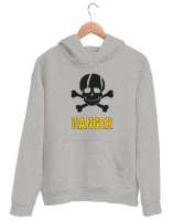 Danger - Tehlikeli - Kemik ve Kuru Kafa Gri Unisex Kapşonlu Sweatshirt - Tisho