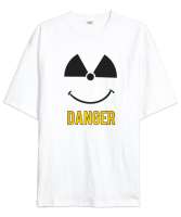 Danger - Tehlikeli ve Sevimli Beyaz Oversize Unisex Tişört - Tisho