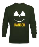 Danger - Tehlikeli ve Sevimli Haki Yeşili Erkek Sweatshirt - Tisho