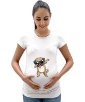 Dansçı köpek baskılı Beyaz Kadın Hamile Tişört - Tisho