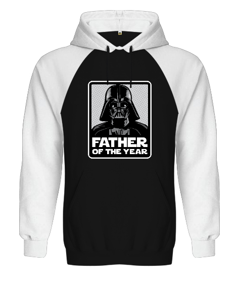 Tisho - Darth Vader Father Of The Year Siyah/Beyaz Orjinal Reglan Hoodie Unisex Sweatshirt