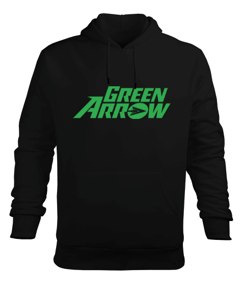 Tisho - DC Green Arrow Logo Erkek Kapüşonlu Hoodie Sweatshirt