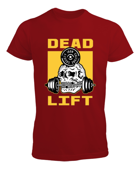 Tisho - Dead Lift Vücut Geliştirme GYM Bodybuilding Fitness Baskılı Kırmızı Erkek Tişört