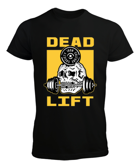 Tisho - Dead Lift Vücut Geliştirme GYM Bodybuilding Fitness Baskılı Siyah Erkek Tişört