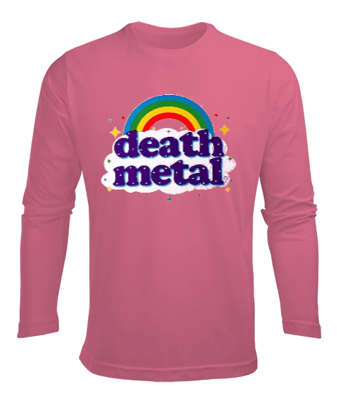 Tisho - Death Metal Pink Erkek Uzun Kol Yazlık Tişört