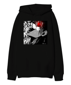 Death Note baskılı oversize hoodie Oversize Unisex Kapüşonlu Sweatshirt - Thumbnail