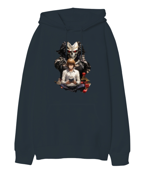 Tisho - Death Note Kira and RYUK Füme Oversize Unisex Kapüşonlu Sweatshirt