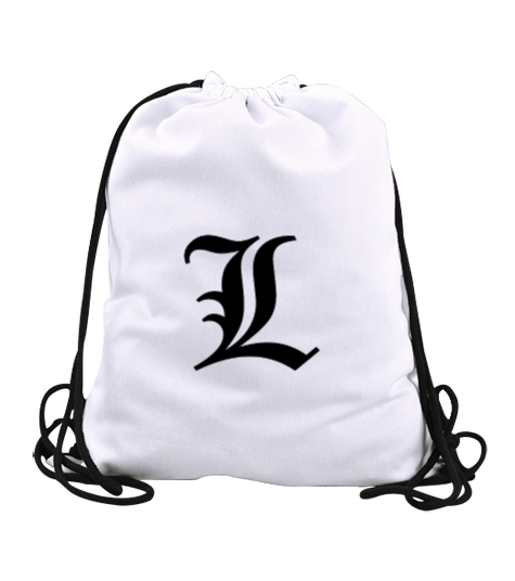 Tisho - Death Note L Logo Beyaz Büzgülü Spor Çanta