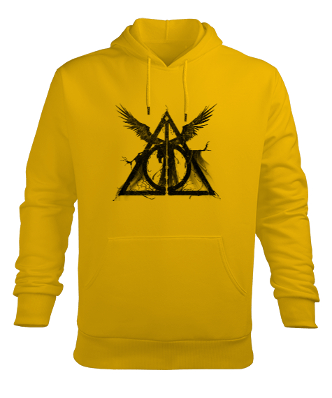 Tisho - Deathly Hallows Sarı Erkek Kapüşonlu Hoodie Sweatshirt