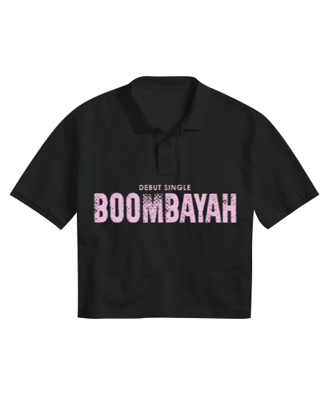 Tisho - Debut Single Boombayah Baskılı Kadın Crop Polo Yaka Tişört