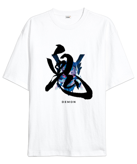 Tisho - Demon Oni Beyaz Oversize Unisex Tişört