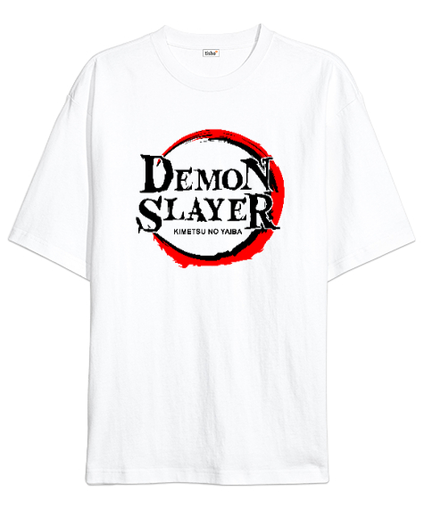 Tisho - Demon Slayer Blu V1 Beyaz Oversize Unisex Tişört