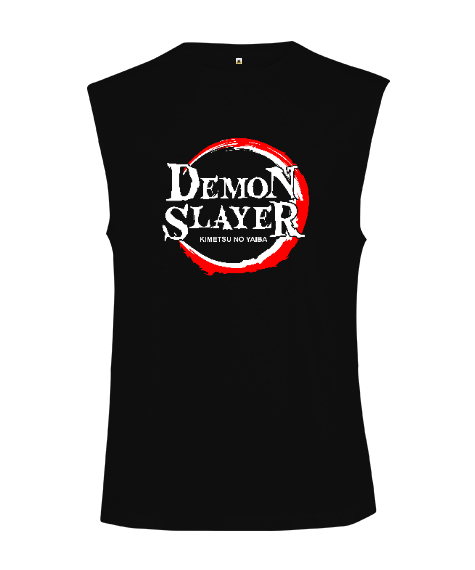 Tisho - Demon Slayer Blu V1 Siyah Kesik Kol Unisex Tişört