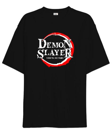 Tisho - Demon Slayer Blu V1 Siyah Oversize Unisex Tişört