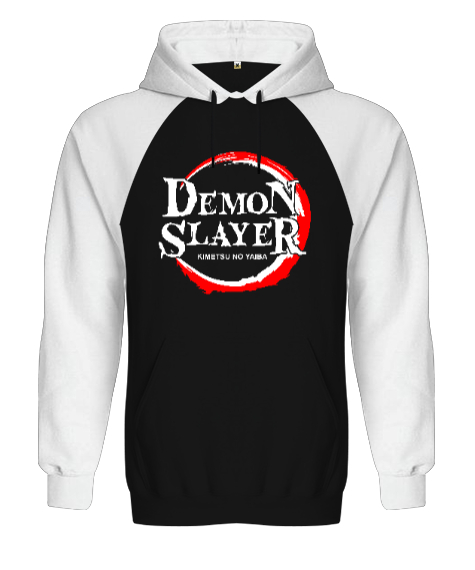 Tisho - Demon Slayer Blu V1 Siyah/Beyaz Orjinal Reglan Hoodie Unisex Sweatshirt