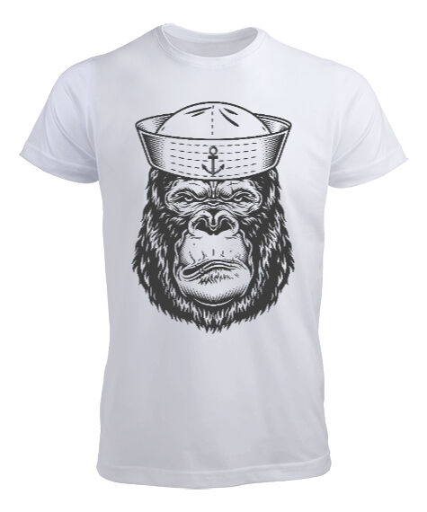Tisho - Denizci Goril Kral Beyaz Erkek Tişört