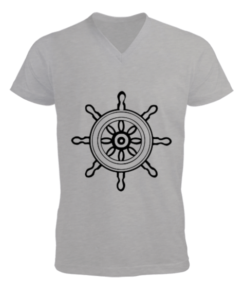 Tisho - Denizci tasarımı Erkek Kısa Kol V Yaka Tişört
