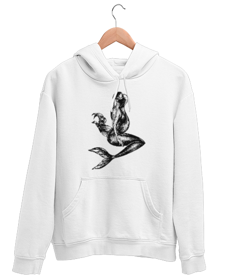 Tisho - Denizkızı - Mermaid Beyaz Unisex Kapşonlu Sweatshirt