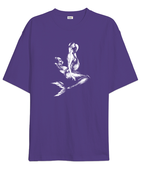 Tisho - Denizkızı - Mermaid Mor Oversize Unisex Tişört