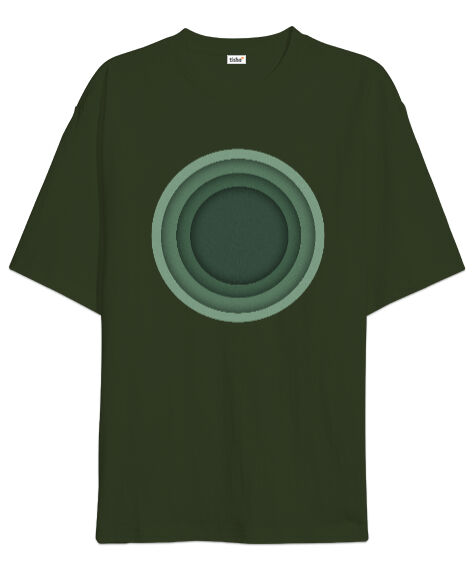 Tisho - Derinlik - Katmanlar Haki Yeşili Oversize Unisex Tişört