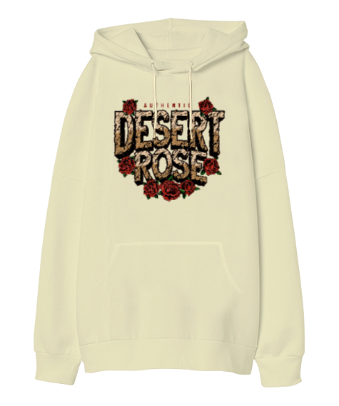 Tisho - Desert Rose Krem Oversize Unisex Kapüşonlu Sweatshirt