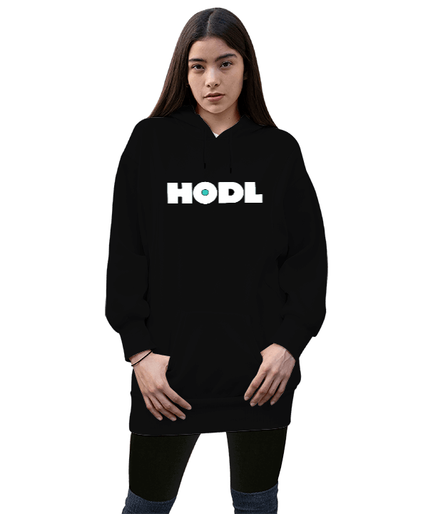 Tisho - Dijital Dünyanın Dijital Giyimi Kadın Uzun Hoodie Kapüşonlu Sweatshirt