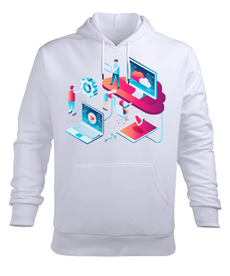 Tisho - Dijital Ortam Erkek Kapüşonlu Hoodie Sweatshirt