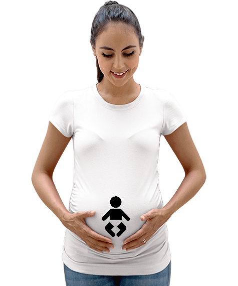 Tisho - Dikkat Bebek Var Beyaz Kadın Hamile Tişört