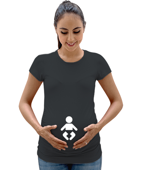 Tisho - Dikkat Bebek Var Füme Kadın Hamile Tişört