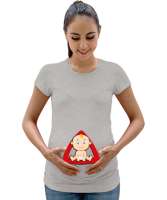 Dikkat Bebek Var Gri Kadın Hamile Tişört - Tisho