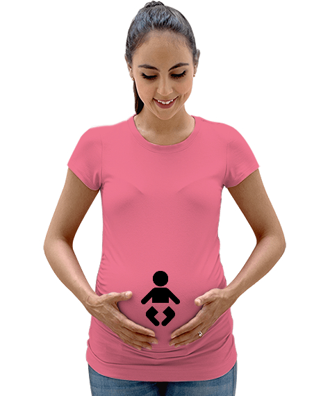 Tisho - Dikkat Bebek Var Pembe Kadın Hamile Tişört