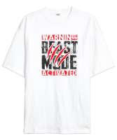 Dikkat Canavar Modu Açık - Beast Mode - Pençe Beyaz Oversize Unisex Tişört - Tisho