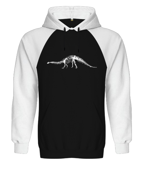 Tisho - Dinazor İskelet v2 Siyah/Beyaz Orjinal Reglan Hoodie Unisex Sweatshirt