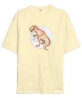 Dinozor - Dinosaur Krem Oversize Unisex Tişört - Tisho