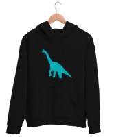 Dinozor Siyah Unisex Kapşonlu Sweatshirt - Tisho