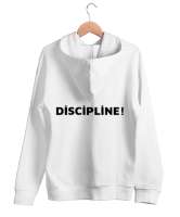 Discipline Beyaz Unisex Kapşonlu Sweatshirt - Thumbnail