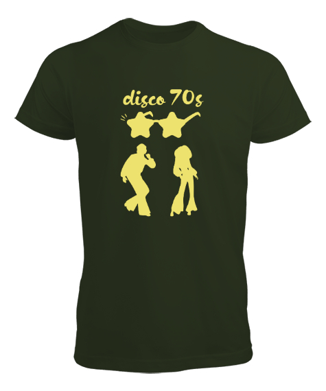 Tisho - Disko - Disco - 70ler Haki Yeşili Erkek Tişört