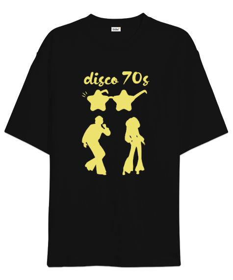Tisho - Disko - Disco - 70ler Siyah Oversize Unisex Tişört